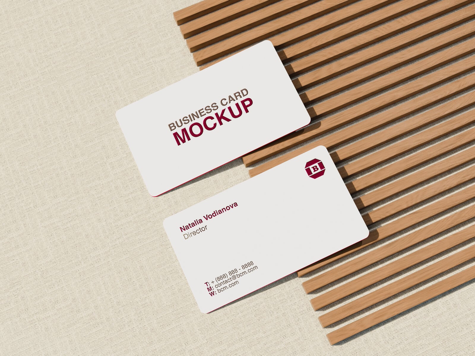 Free Edge Rounded Corner Business Card Mockup PSD