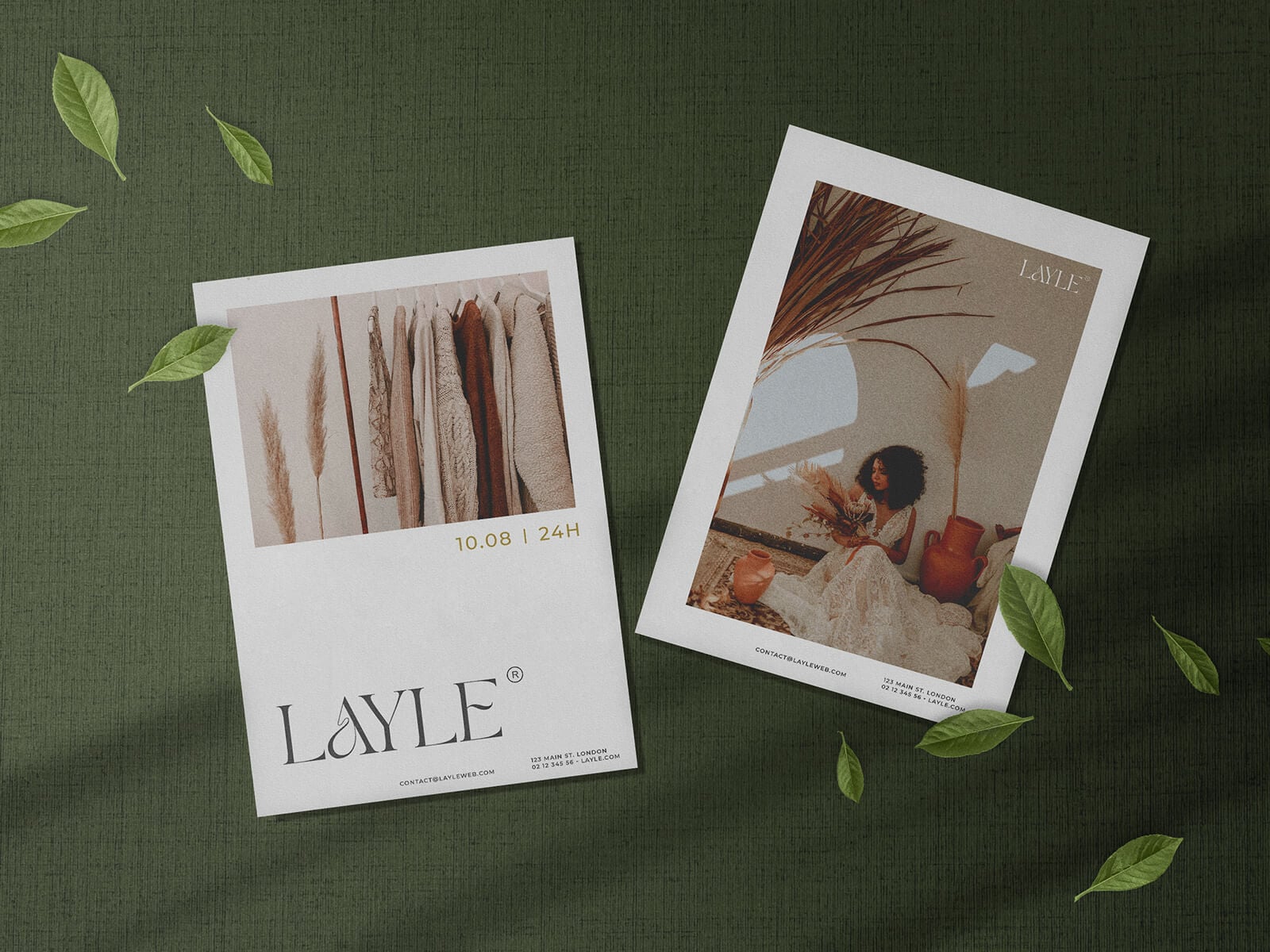 Free Flyer with Leaves Mockup PSD