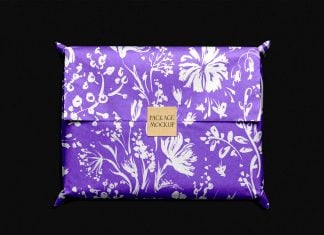 Free Gift Wrapping Paper With Sticker Mockup PSD