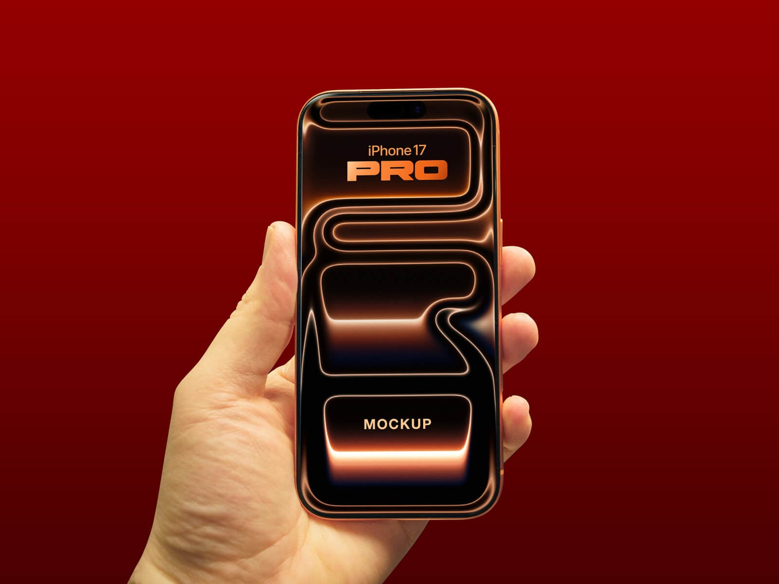 Free Hand Holding iPhone 17 Pro Mockup PSD