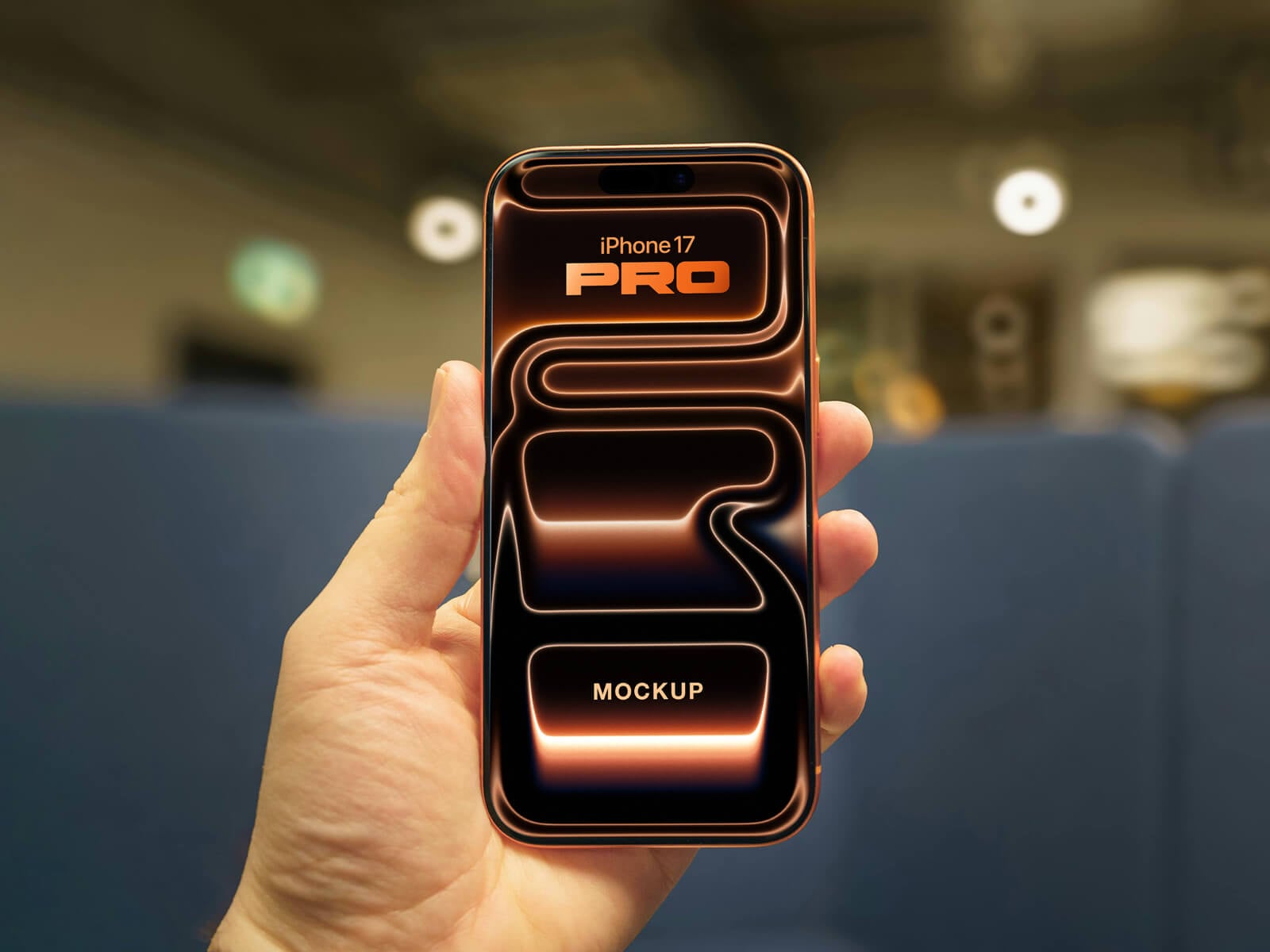 Free Hand Holding iPhone 17 Pro Mockup PSD