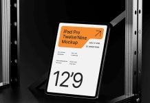 Free Industrial Portrait iPad Pro Mockup PSD Free Industrial Portrait iPad Pro Mockup PSD