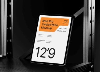 Free Industrial Portrait iPad Pro Mockup PSD