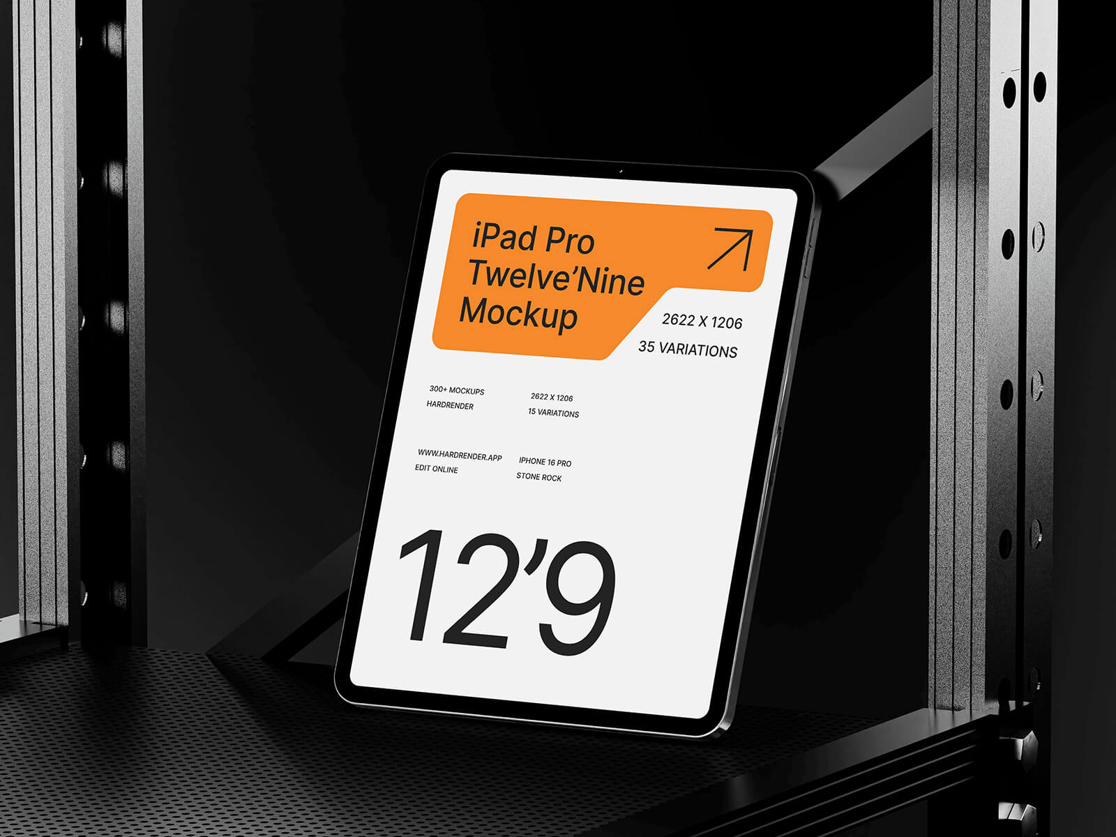 Free Industrial Portrait iPad Pro Mockup PSD