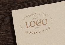 Free Letterpressed Paper Logo Mockup PSD
