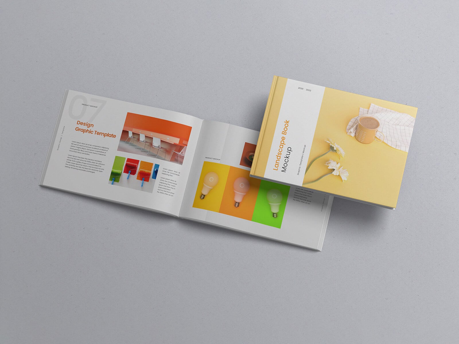 Free Open & Title Landscape Book Mockup PSD