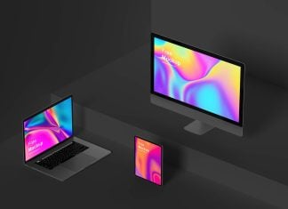Free Premium Isometric Apple Devices Mockup PSD Set