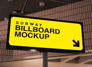 Free Subway Station Landspace Billboard Mockup PSD