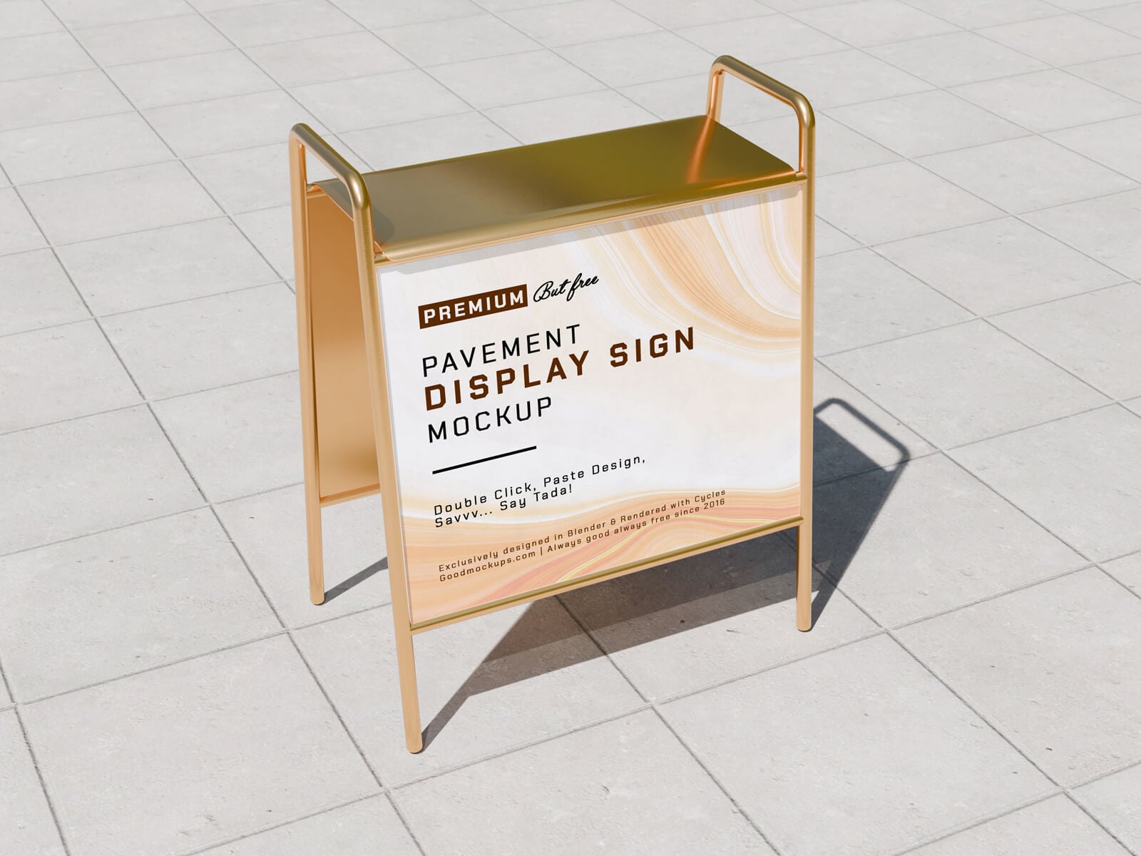Free-Top-Shelf-Metal-Pavement-Display-Sign-Mockup-Gold