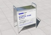 Free-Top-Shelf-Metal-Pavement-Display-Sign-Mockup-Gold