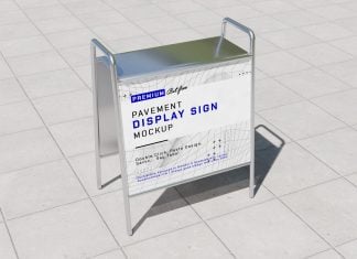 Free-Top-Shelf-Metal-Pavement-Display-Sign-Mockup-Gold
