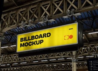 Free Train Station Billboard Mockup PSD