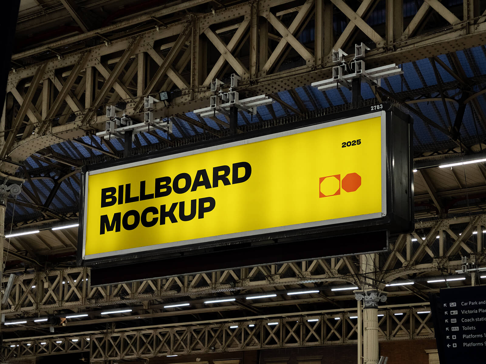 Free Train Station Billboard Mockup PSD