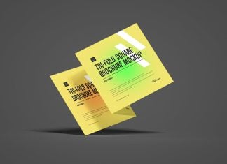 Free Tri-Fold Square Brochure Mockup PSD
