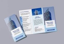 Free UV Texture Premium Z-Fold Brochure Mockup PSD