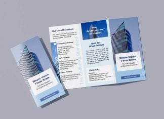 Free UV Texture Premium Z-Fold Brochure Mockup PSD