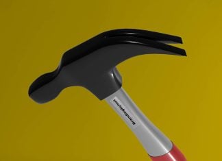 Free Hammer Hand Tool Mockup PSD