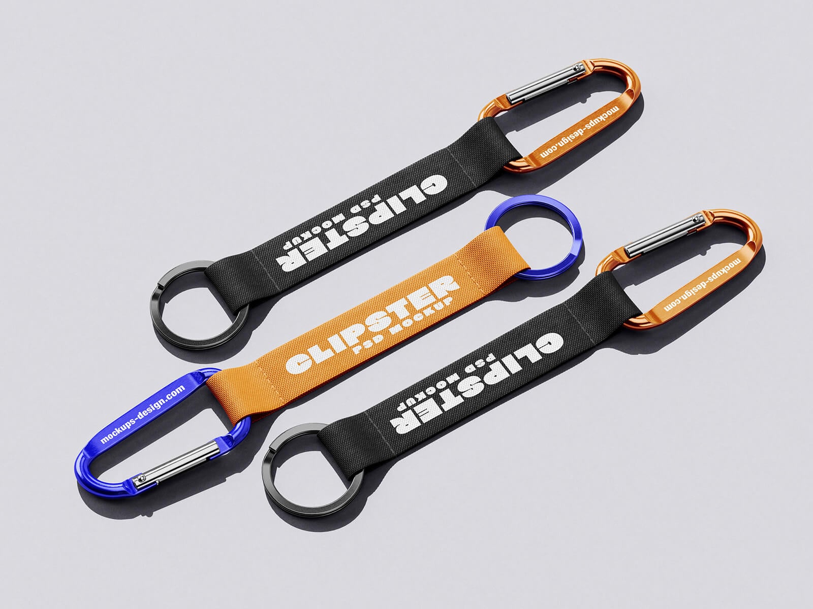 5 Free Carabiner Keychain Mockup PSD