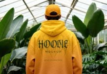 Free Botanic Back View Hoodie Mockup PSD