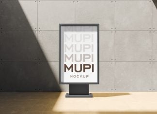 Free Indoor Mupi Poster Mockup PSD