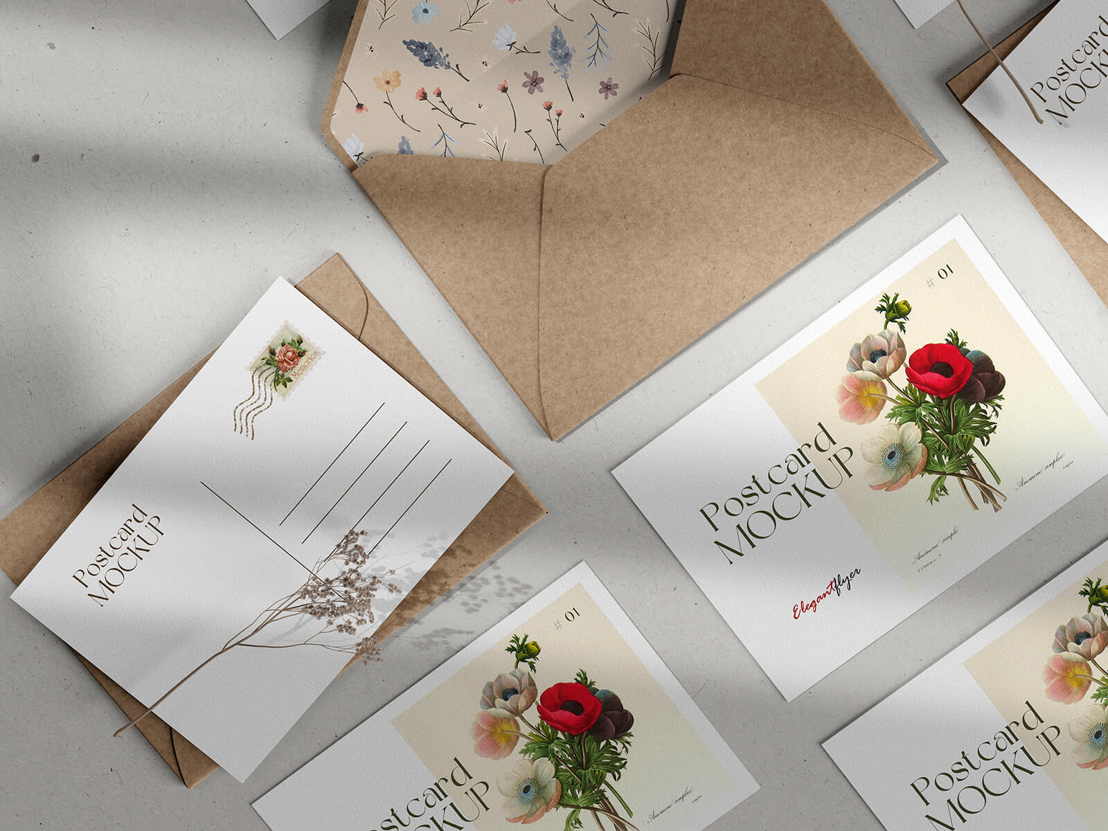 4 Free Beautiful Premium Post Card Mockup PSD Files