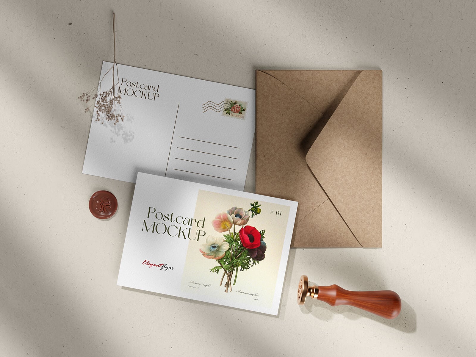 4 Free Beautiful Premium Post Card Mockup PSD Files