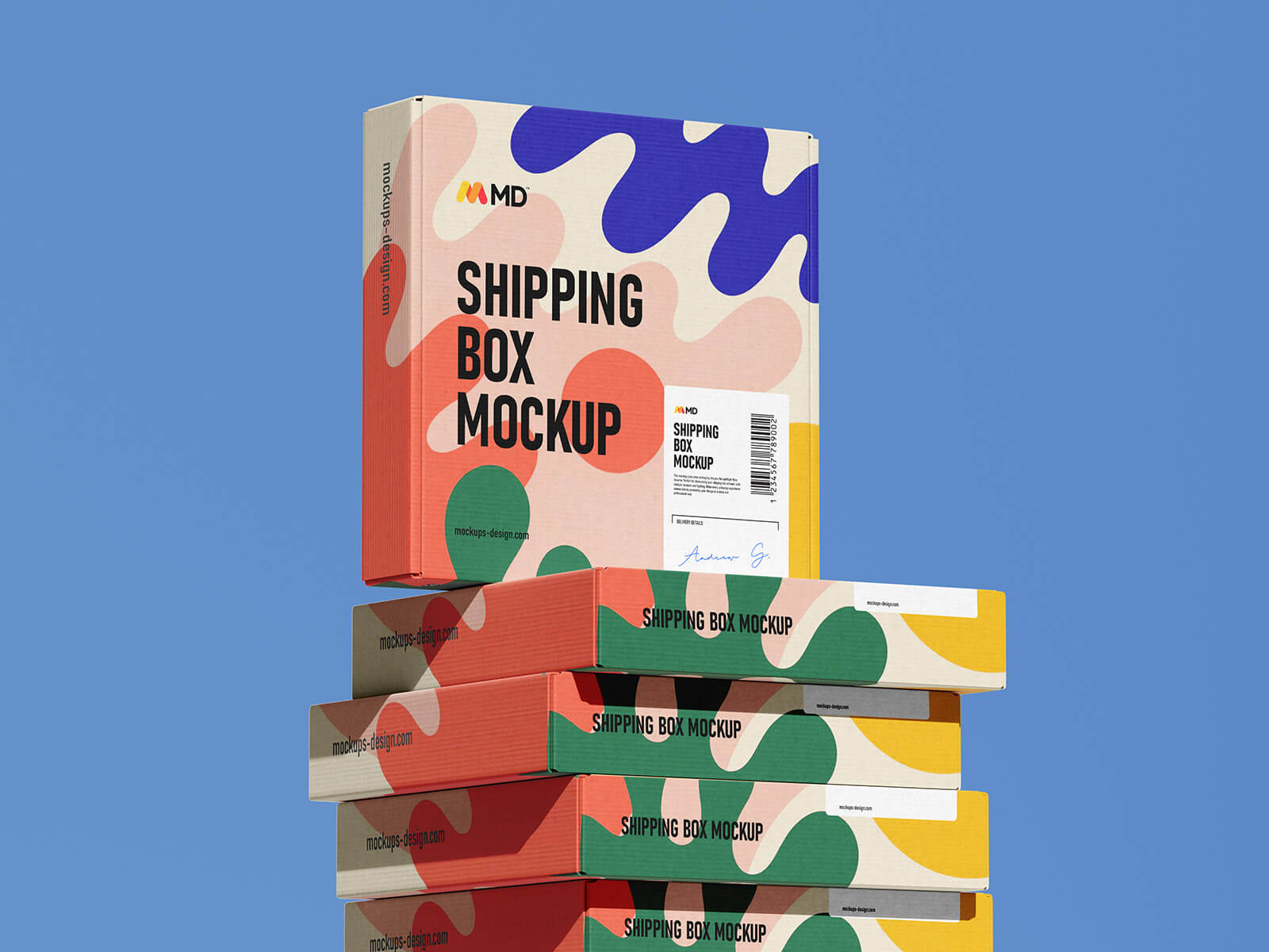 4 Free Corrugated Shipping Mailer Box Mockup PSD