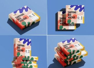 4 Free Corrugated Shipping Mailer Box Mockup PSD