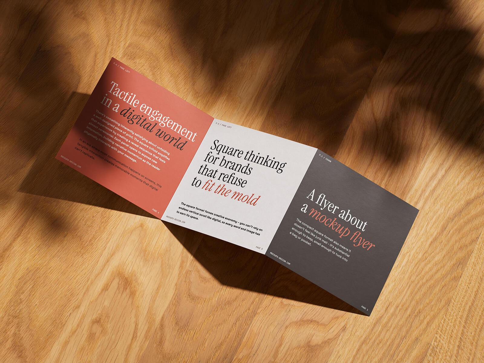5 Free Square Format Trifold Brochure Mockup PSD File