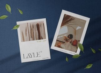 Free Flyer with Leaves Mockup PSD