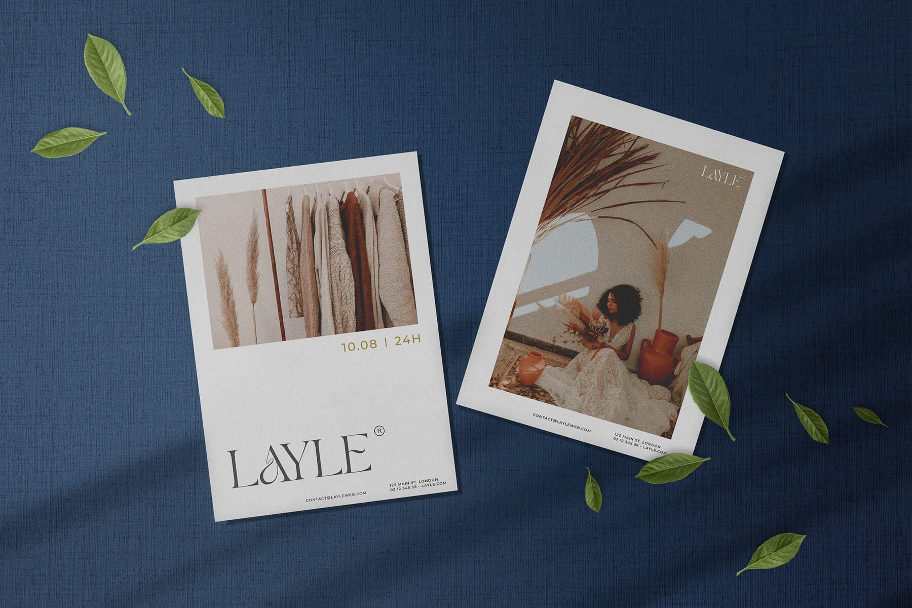 Free Flyer with Leaves Mockup PSD