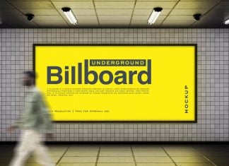 Free Underground Subway Billboard Mockup PSD