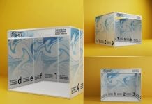 Free 3x3m Modular Exhibition Stand Shell Booth Mockup PSD Set