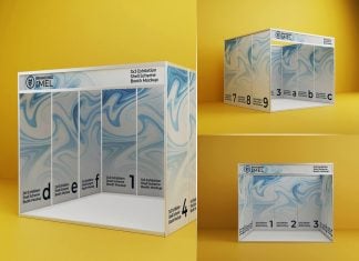 Free 3x3m Modular Exhibition Stand Shell Booth Mockup PSD Set