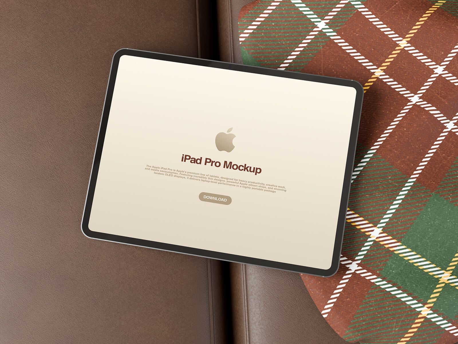 3 Free iPad Pro On Leather Sofa Mockup PSD Set Files