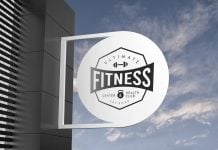 Free Office Building Round Sign Mockup PSD