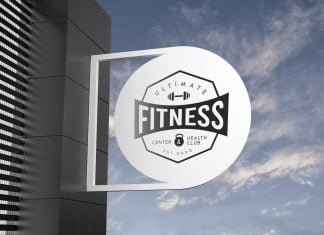 Free Office Building Round Sign Mockup PSD