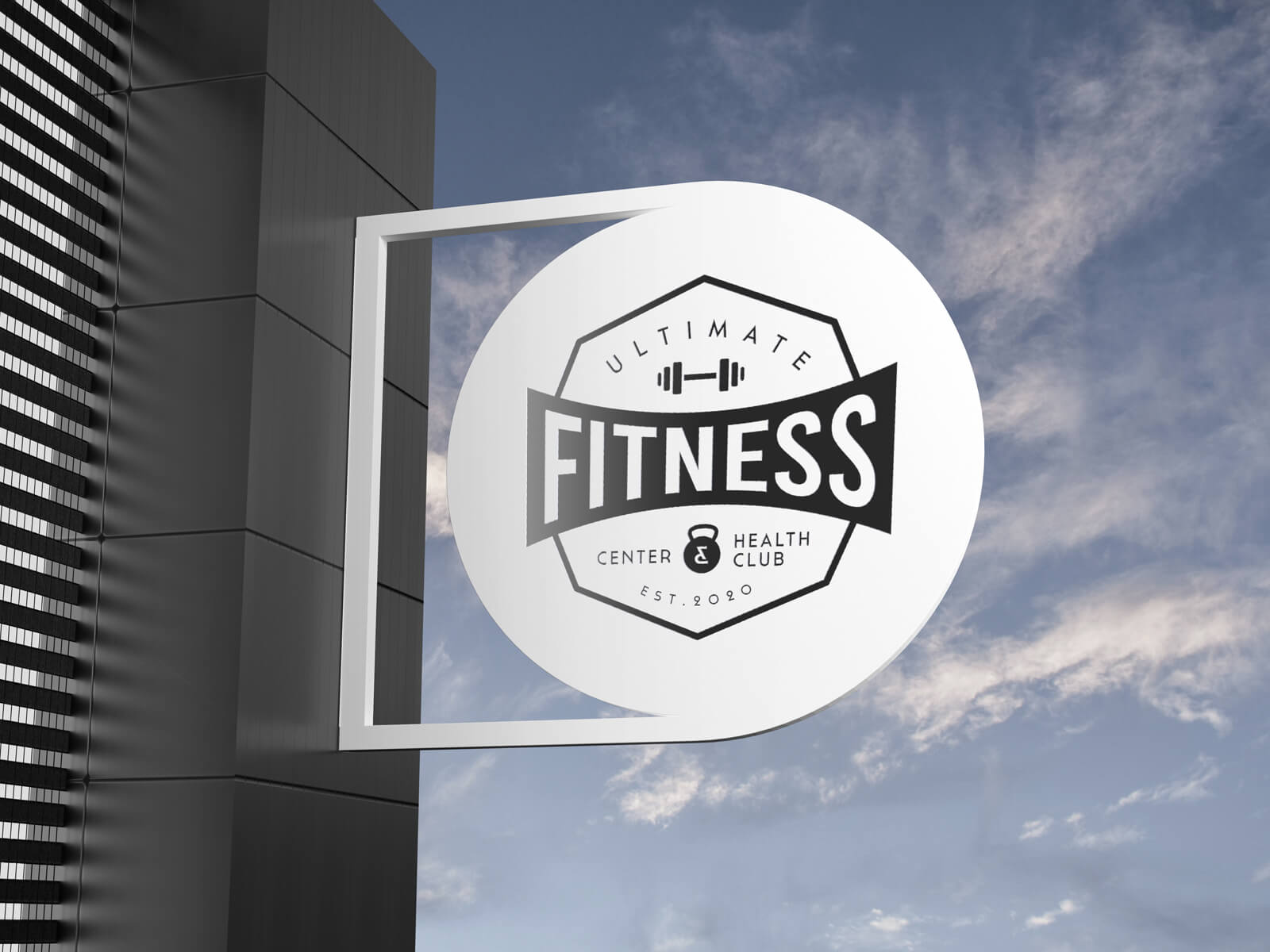 Free Office Building Round Sign Mockup PSD