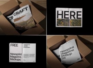 Free Title & Open Magazine Mockup PSD