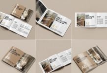 7 Free Landscape Bi-Fold Multipage Brochure Mockup PSD File