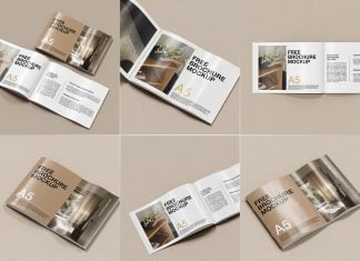 7 Free Landscape Bi-Fold Multipage Brochure Mockup PSD File