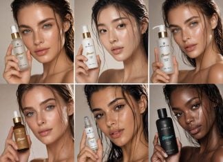 Free Cosmetic Product Bottle With Model ChatGPT Prompt Mockup Maker