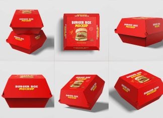 6 Free Burger Packaging Mockup PSD Files Set
