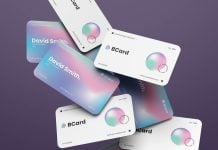 Free Scattered Rounded Corner Business Card Mockup PSD