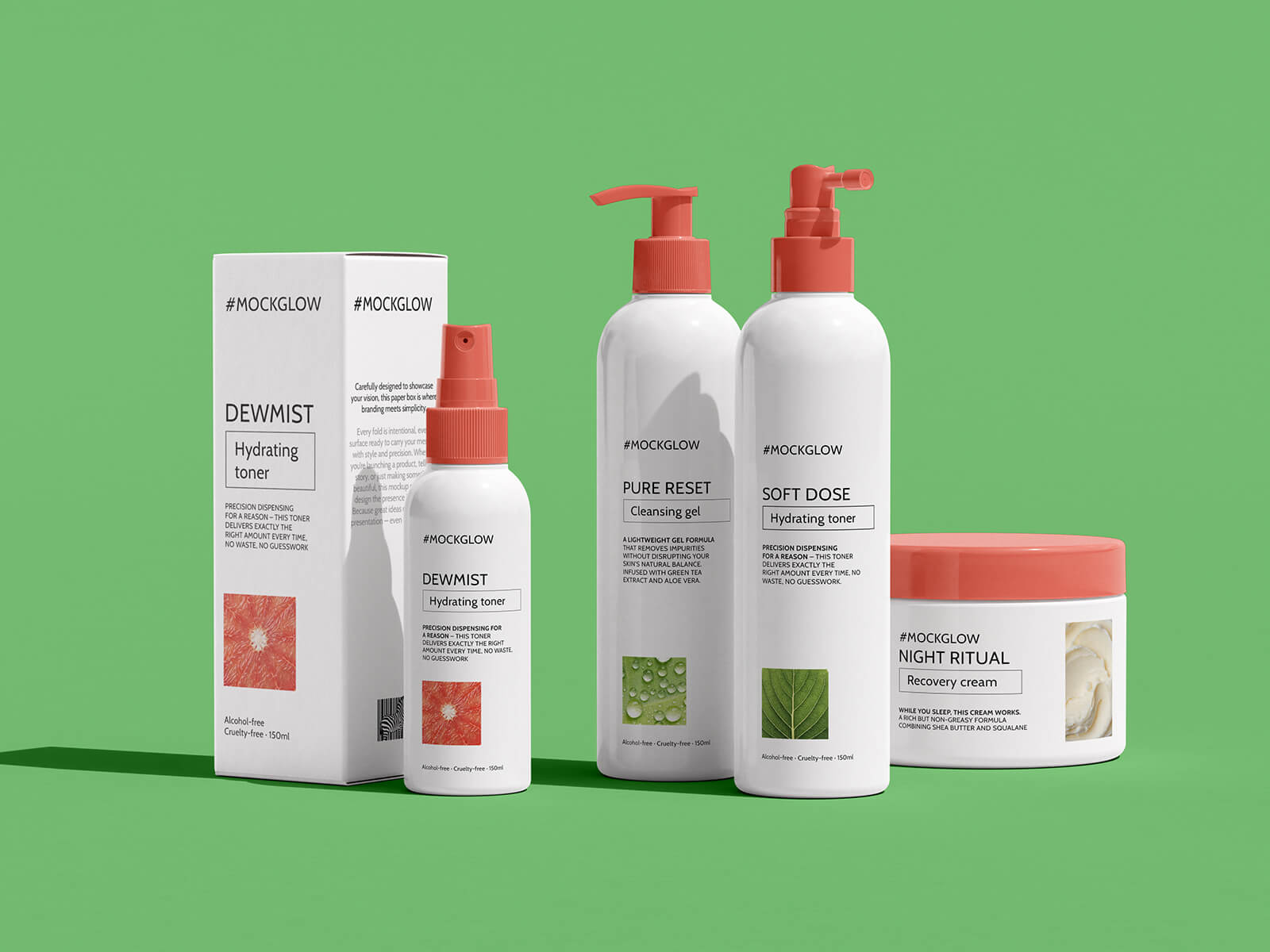 3 Free Five-Piece Cosmetic Mockup PSD Set 