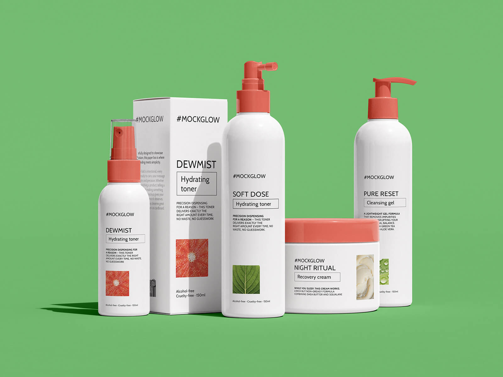 3 Free Five-Piece Cosmetic Mockup PSD Set 