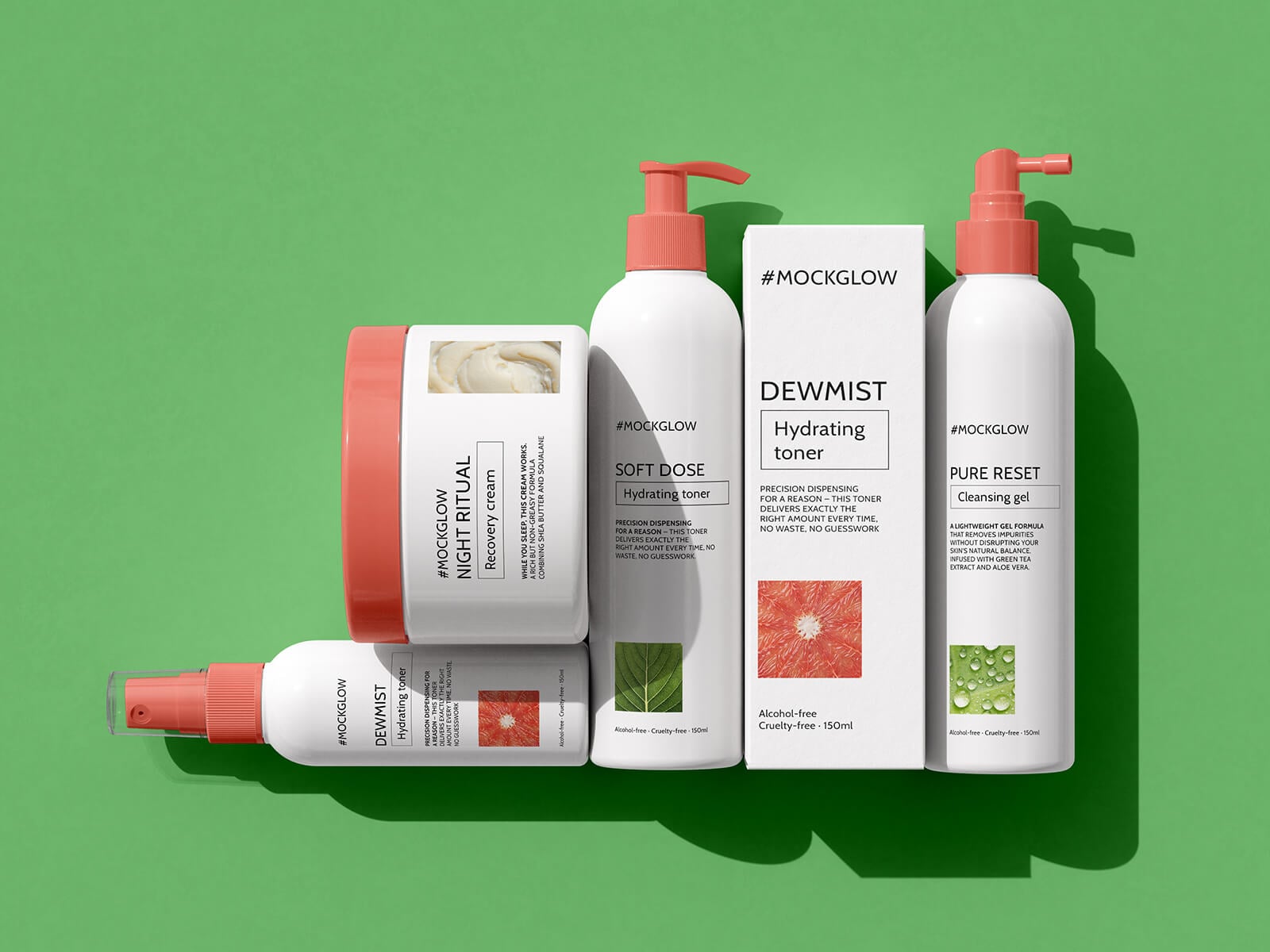 3 Free Five-Piece Cosmetic Mockup PSD Set