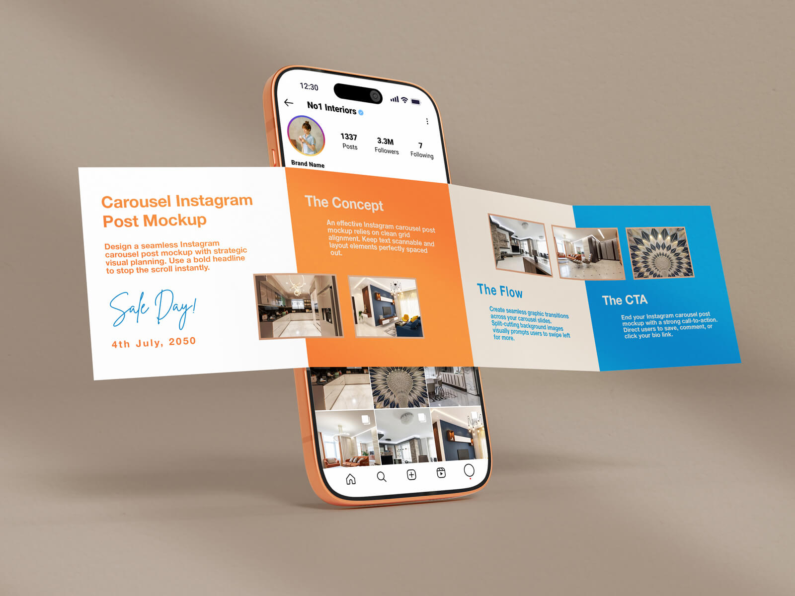 Free 4-Images Carousel Instagram Post Mockup PSD