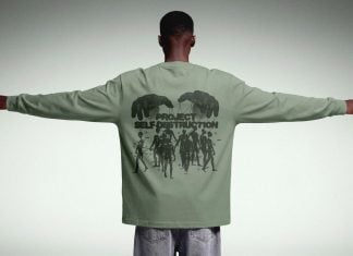 Free Back Print Long Sleeve T-shirt Mockup PSD