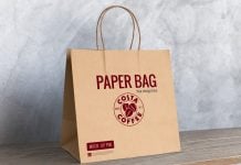 Free Disposable Cafe Paper Bag Mockup PSD